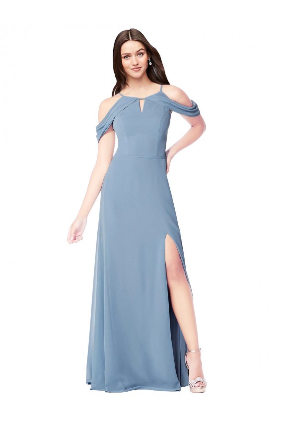 Best High Neck Chiffon Bridesmaid Dress with Draped Sleeves Sydney