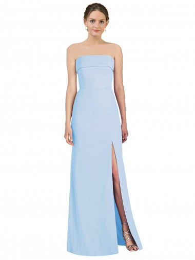 Best Strapless Trumpet Chiffon Formal Bridesmaid Dress with Thigh high Slit Sydney