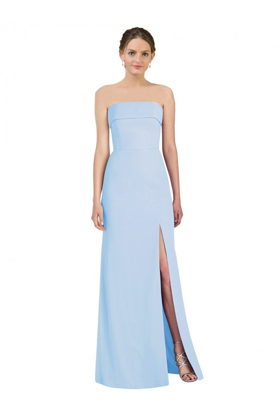 Best Strapless Trumpet Chiffon Formal Bridesmaid Dress with Thigh high Slit Sydney