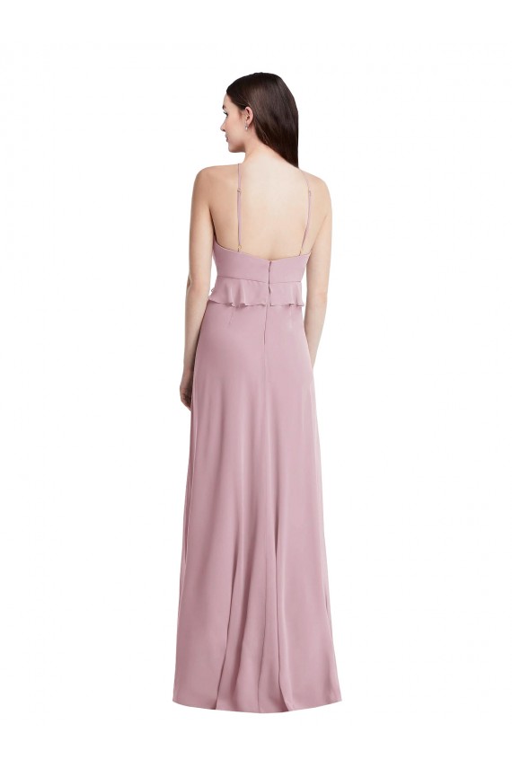 Best Bias Ruffle Empire Waist Halter Maxi Bridesmaid Dress Sydney