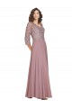 Best Hand-Beaded Bodice V-Neckline Long Sleeves Chiffon Bridesmaid Dress / Prom Dress Sydney