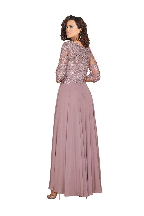 Best Hand-Beaded Bodice V-Neckline Long Sleeves Chiffon Bridesmaid Dress / Prom Dress Sydney