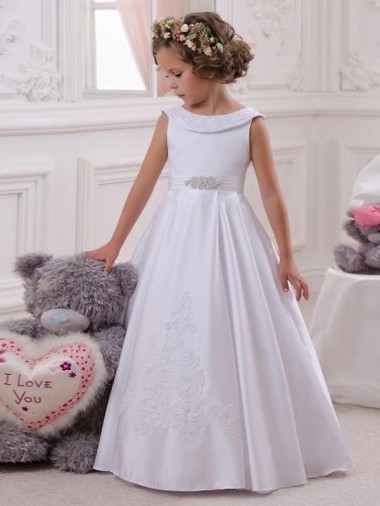 Best Ivory Ball Gown Bateau Floor Length Flower Girl Dress Sydney