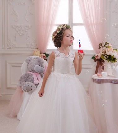 Best Ivory Ball Gown High Neck Floor Length Sleeveless Flower Girl Dress Sydney