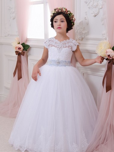Best Ivory Ball Gown Sweetheart Chapel Train Cap Sleeve Flower Girl Dress Sydney