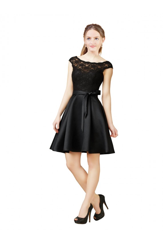 Best Lace and Satin Cocktail Bridesmaid Dress with V-Back Sydney