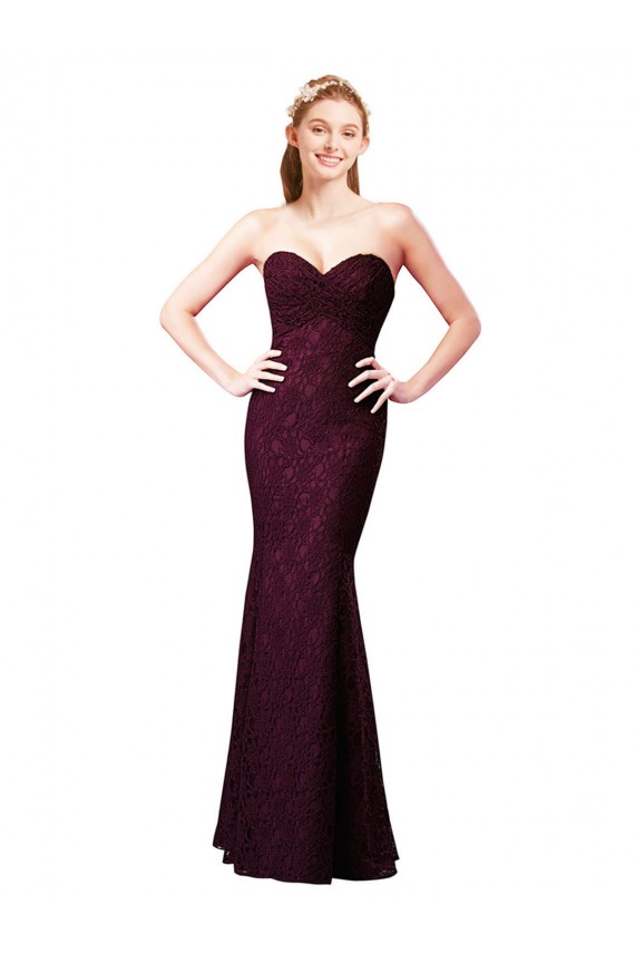 Best Fitted Long Lace Bridesmaid Dress with Sweetheart Neckline Sydney