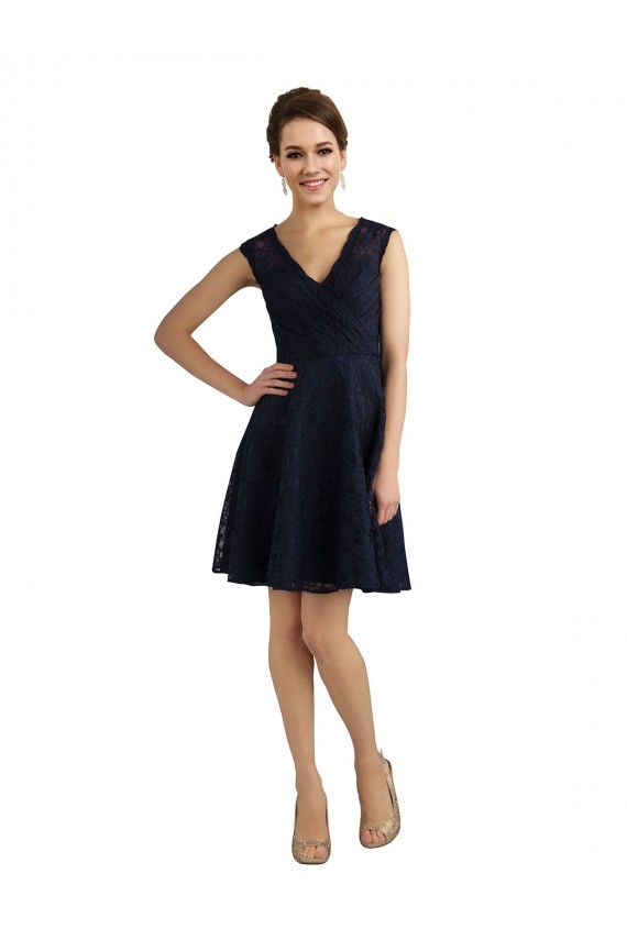 Best Short V-Neck Lace Cocktail Bridesmaid Dress with Illusion Back Sydney