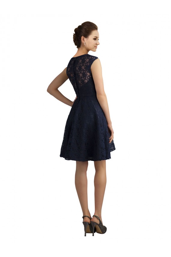 Best Short V-Neck Lace Cocktail Bridesmaid Dress with Illusion Back Sydney