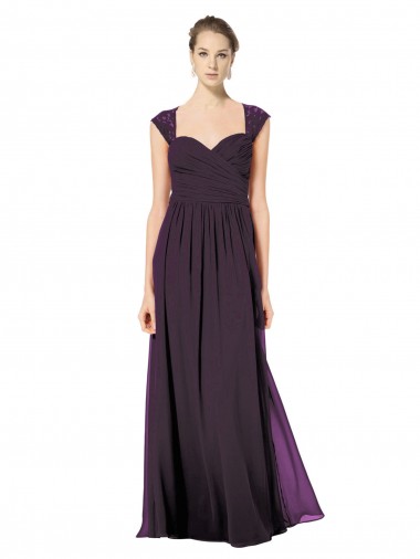 Best Long Chiffon Sweetheart Bridesmaid with Lace Straps and Keyhole Back Sydney