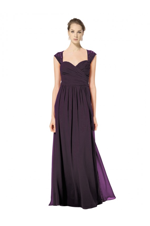 Best Long Chiffon Sweetheart Bridesmaid with Lace Straps and Keyhole Back Sydney
