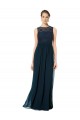 Best Long Chiffon Bridesmaid Dress with Lace Sleeveless Bodice and Keyhole Back Sydney
