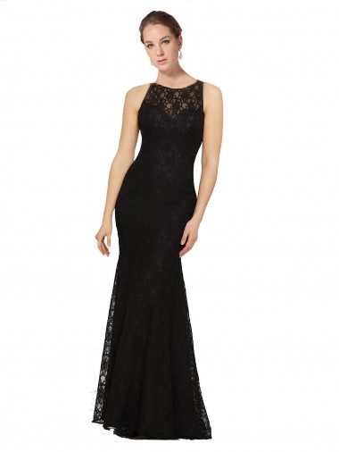 Best Fitted Lace Bridesmaids Dress with Jewel Neckline and Open Back Sydney