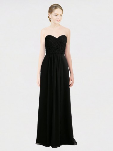Best Long Strapless Lace Bodice Bridesmaid Dress with Sweetheart Neckline and Criss-Cross Pleats Sydney