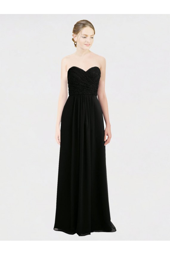 Best Long Strapless Lace Bodice Bridesmaid Dress with Sweetheart Neckline and Criss-Cross Pleats Sydney