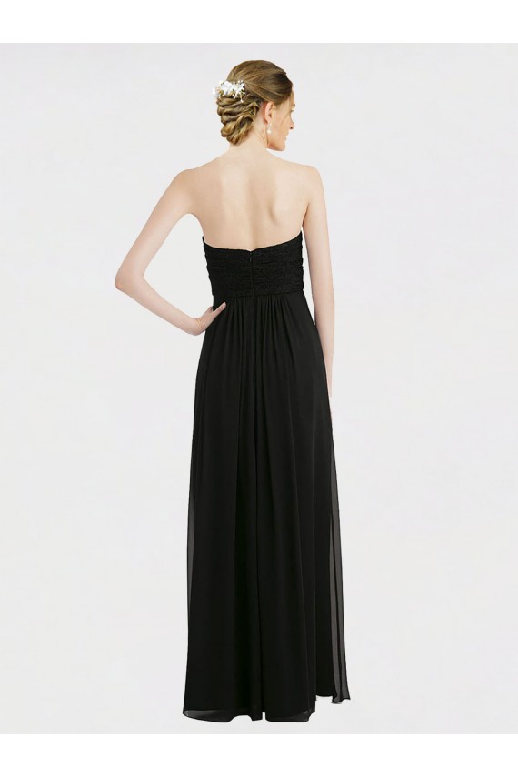 Best Long Strapless Lace Bodice Bridesmaid Dress with Sweetheart Neckline and Criss-Cross Pleats Sydney