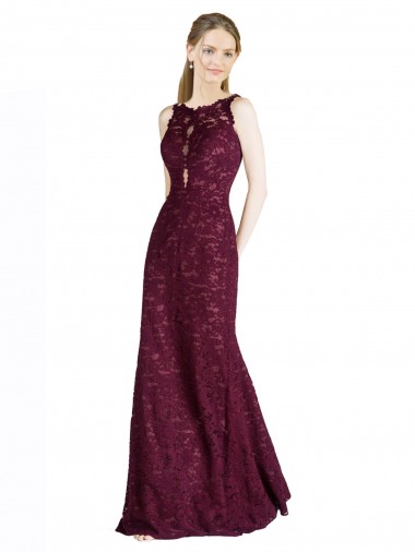 Best Long Lace Bridesmaid Dress / Prom Dress with Peekaboo Bodice and Keyhole Back Sydney