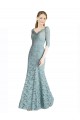 Best Half Sleeves Pleated Lace Bridesmaid Dress / Prom Dress with Wrap-Around Portrait Neckline Sydney