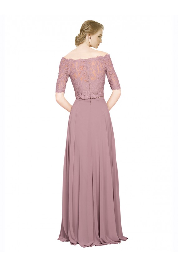 Best Off the Shoulder Lace Crop Top A-Line Chiffon Bridesmaid Dress / Prom Dress Sydney