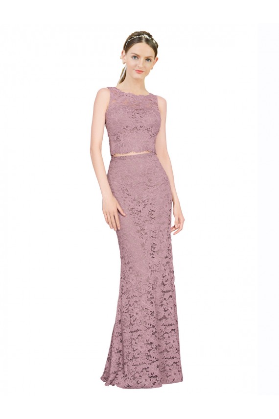 Best Sleeveless Crop Top High Neck Mermaid Lace Bridesmaid Dress / Prom Dress Sydney