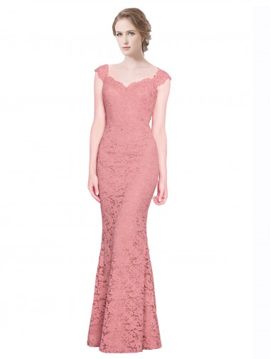 Best Sweetheart Mermaid Long Lace Bridesmaid Dress / Prom Dress with Wide Straps Sydney