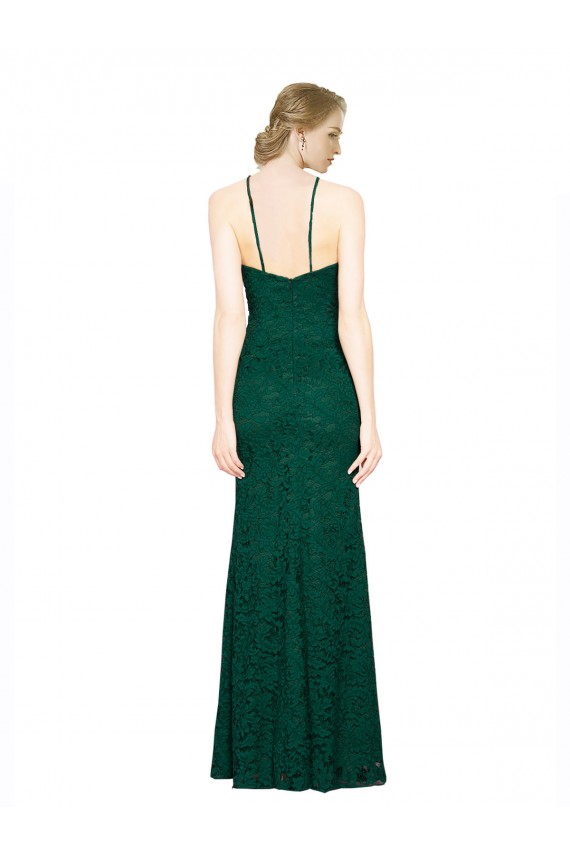 Best High Illusion Halter Neck Long Lace Bridesmaid Dress / Prom Dress Sydney