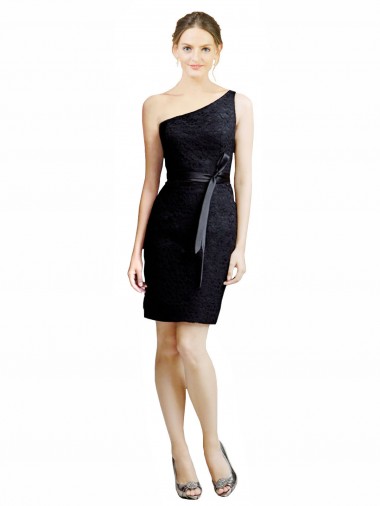 Best One Shoulder Short Lace Cocktail Bridesmaid Dress with Satin Waistband Sydney