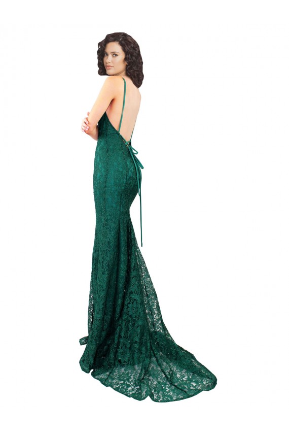 Best Black Tie Sleek Fishtail Shaped Long Lace Bridesmaid Dress / Prom Dress Sydney