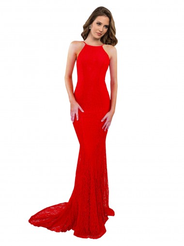 Best High Neck Long Formal Lace Bridesmaid Dress / Prom Dress with Open Back Straps Sydney