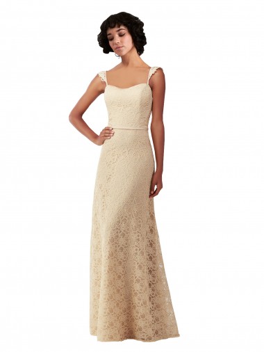 Best Lace A-Line Long Bridesmaids Dress with Satin Waistband Sydney
