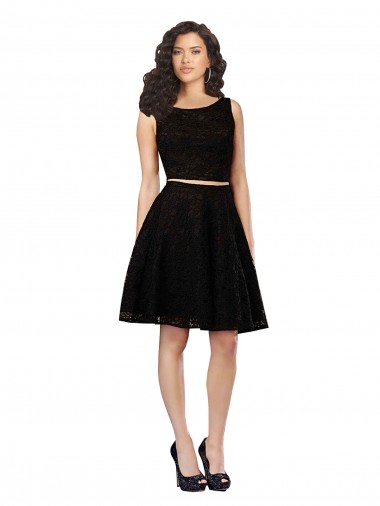 Best Two Piece Short Lace Cocktail Bridesmaid Dress with Jewel Neckline Sydney
