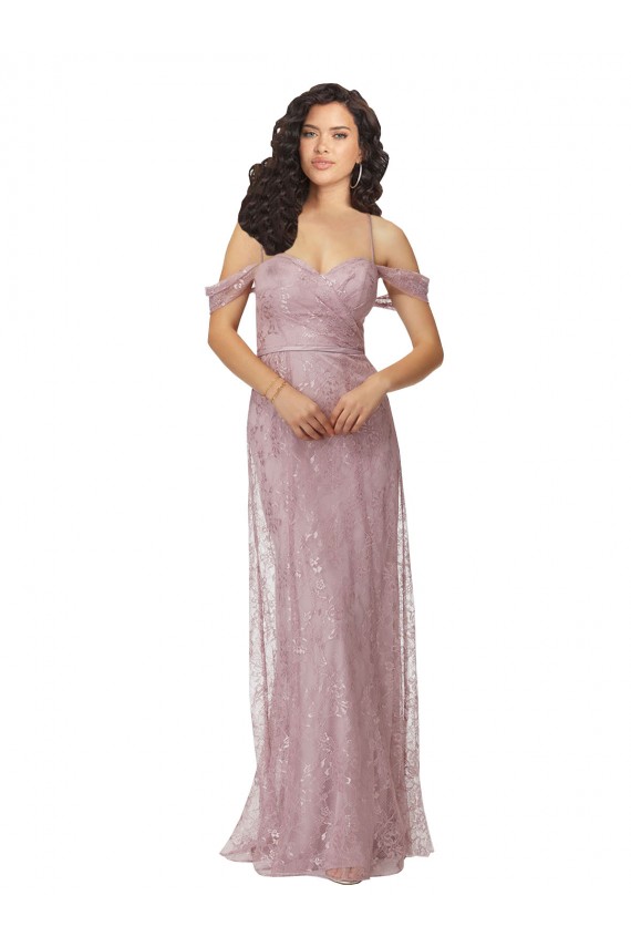 Best Sweetheart Chantilly Lace Bridesmaid Dress with Off the Shoulder Sleeves Sydney