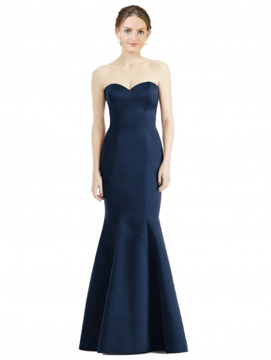 Best Long Mermaid Full Length Strapless Satin Bridesmaid Dress Sydney