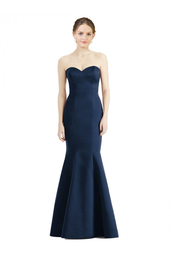 Best Long Mermaid Full Length Strapless Satin Bridesmaid Dress Sydney
