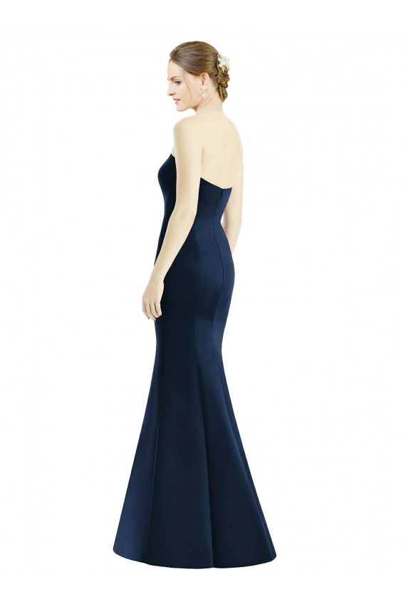 Best Long Mermaid Full Length Strapless Satin Bridesmaid Dress Sydney