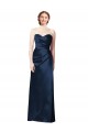 Best Faux Wrap A-Line Long Satin Bridesmaid Dress with Draped Bodice Sydney