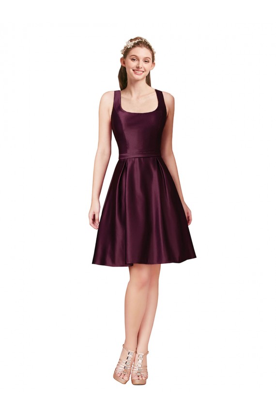 Best Classic Cocktail Knee Length Satin Bridesmaid Dress / Prom Dress with V Back and Bow Detail Sydney