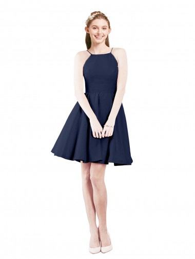Best Halter Neck Short Knee Length Satin Cocktail Bridesmaid Dress Sydney