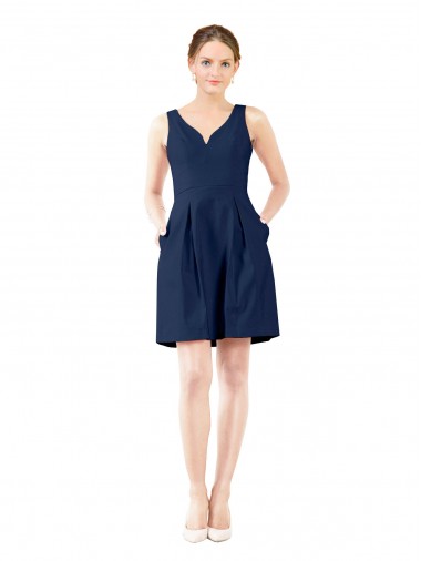 Best V-Neck A-Line Satin Cocktail Bridesmaid Dress with Pockets Sydney