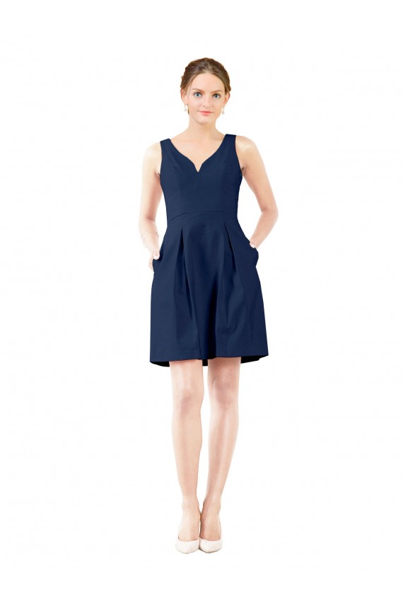 Best V-Neck A-Line Satin Cocktail Bridesmaid Dress with Pockets Sydney