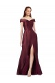 Best Long Off the Shoulder Formal Satin Bridesmaid Dress / Prom Dress with Thigh-high Slit Sydney