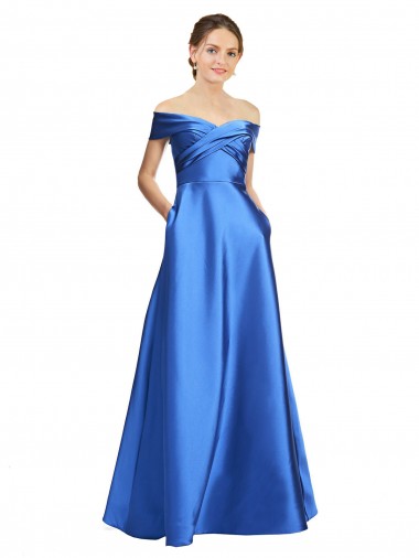Best Sleeveless Off the Shoulder Ball Gown Formal Satin Bridesmaid Dress / Prom Dress Sydney