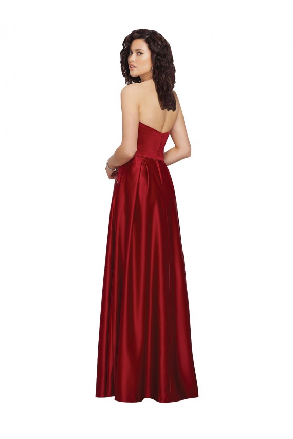 Best Strapless Satin Bridesmaids Dress with Beaded Pocket and Soft Pleating Sydney