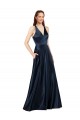 Best Long Formal Satin Bridesmaid Gown with Halter Neckline Sydney