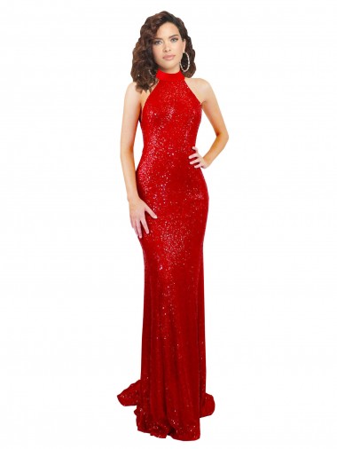 Best Halter High Neck Mermaid Open Back Formal Sequin Bridesmaid Dress / Prom Dress Sydney