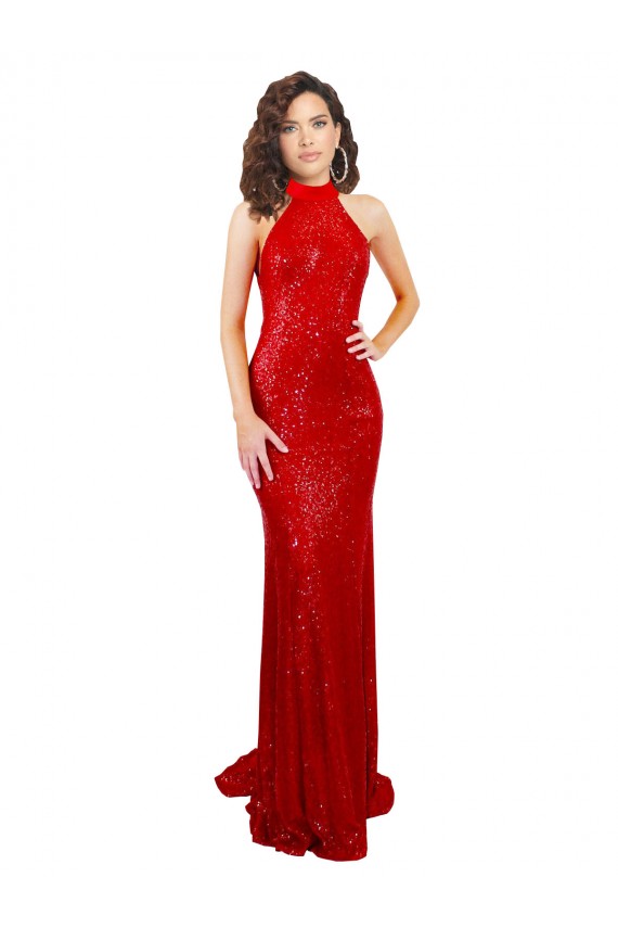 Best Halter High Neck Mermaid Open Back Formal Sequin Bridesmaid Dress / Prom Dress Sydney