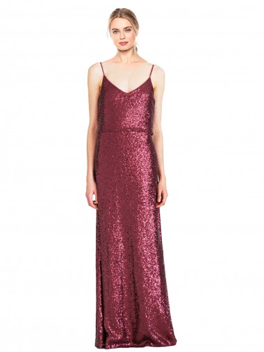 Best High Neck Halter Long Slim Formal Sequin Bridesmaid Dress / Prom Dress with V-Neck and Blouson Bodice Sydney