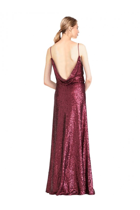 Best High Neck Halter Long Slim Formal Sequin Bridesmaid Dress / Prom Dress with V-Neck and Blouson Bodice Sydney