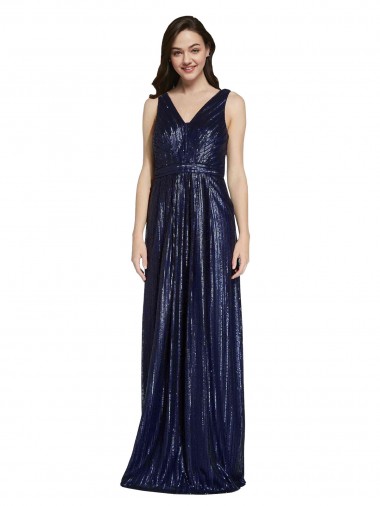 Best Long V-Neck Sparking Formal Sequin Bridesmaid Dress / Prom Dress with Low V-Back Sydney