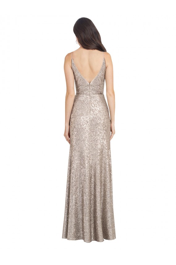 Best V-Neck Fully Sequin Formal Bridesmaid Dress / Prom Dress with V-Back and Front Slit Sydney